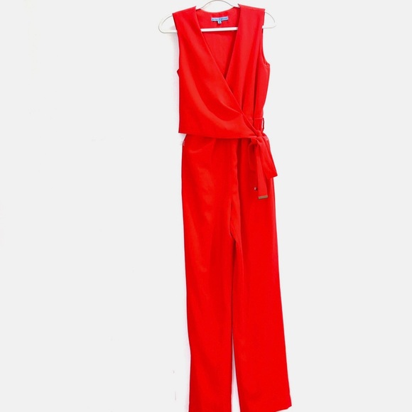 ANTONIO MELANI Pants - Antonio Melani Orange Sleeveless wrap Jumpsuit